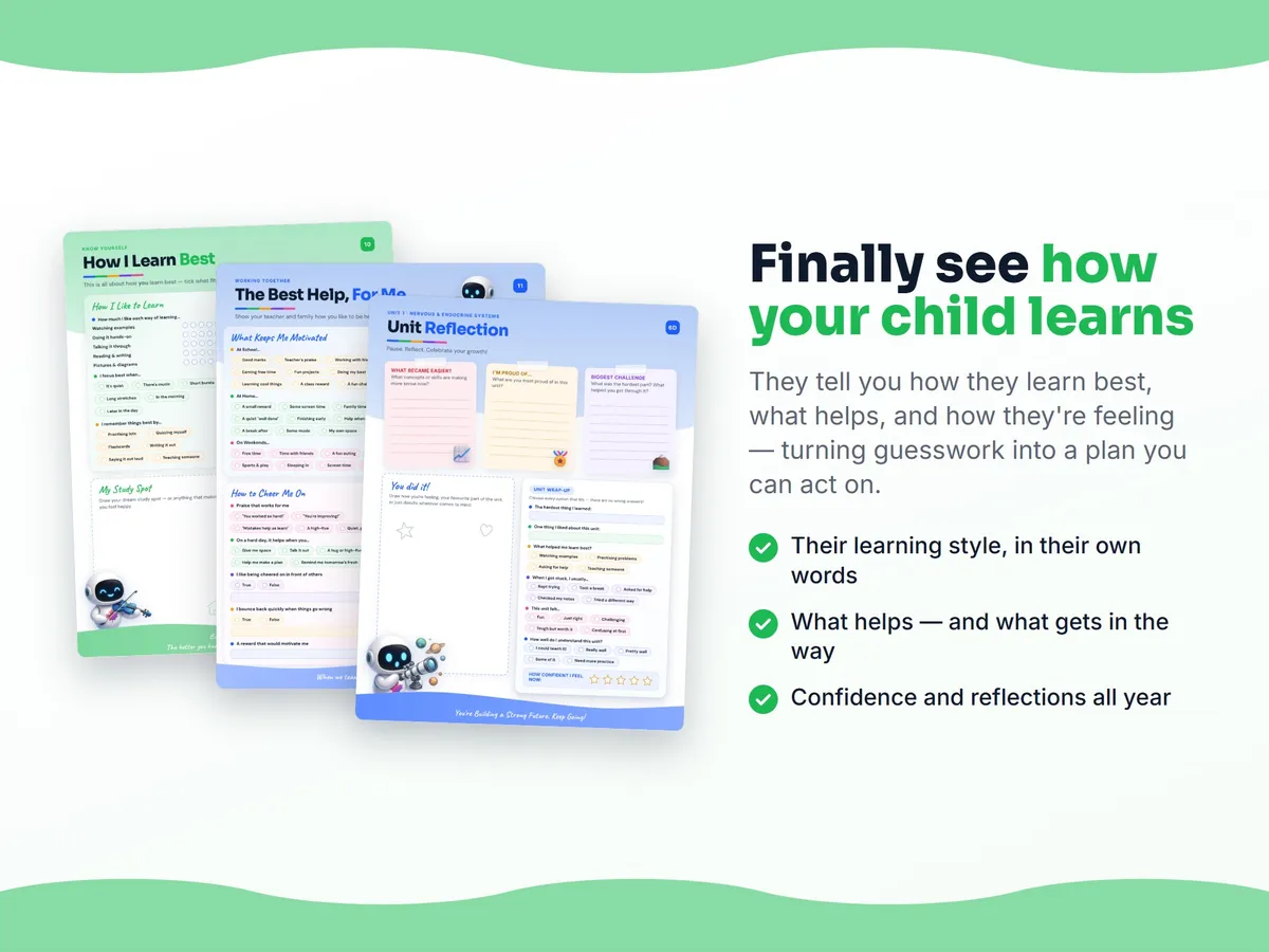 How I learn best — study habits and student reflection pages in the Biology 30 workbook