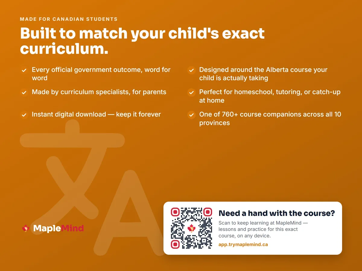 Homeschool portfolio record for English as an Additional Language (Grades 7–9) — Alberta curriculum outcomes in exact wording, dated as you go