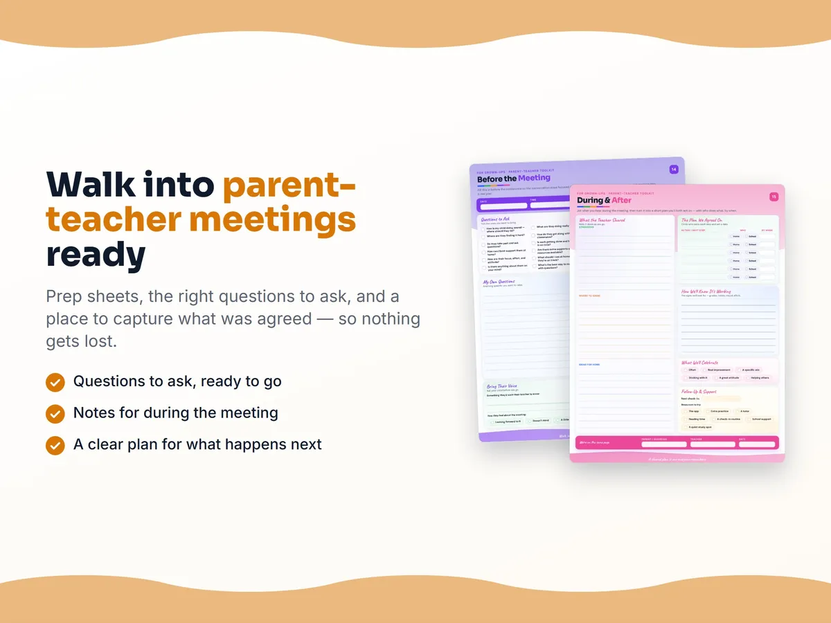 Parent-teacher conference form — the questions to ask and space for what you agreed, for English Language Arts 30-2