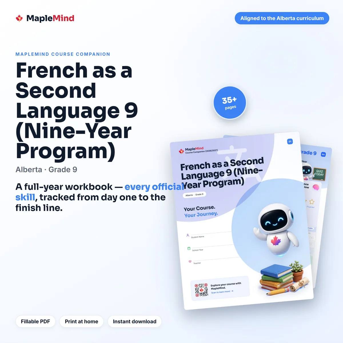French as a Second Language 9 (Nine-Year Program) Course Companion workbook cover