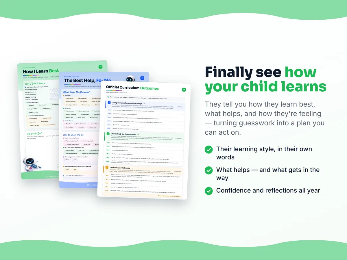 How I learn best — study habits and student reflection pages in the Science 30 workbook