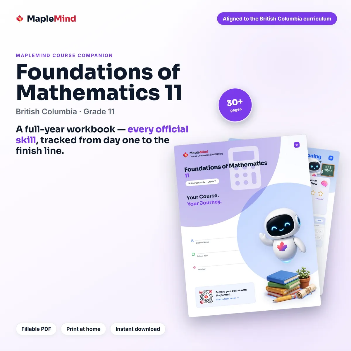 Foundations of Mathematics 11 Course Companion workbook cover