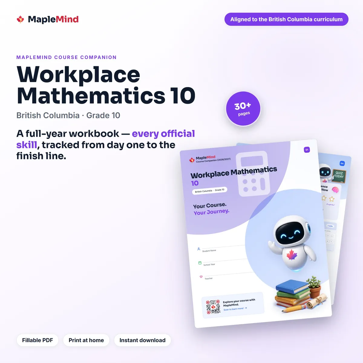 Workplace Mathematics 10 Course Companion workbook cover
