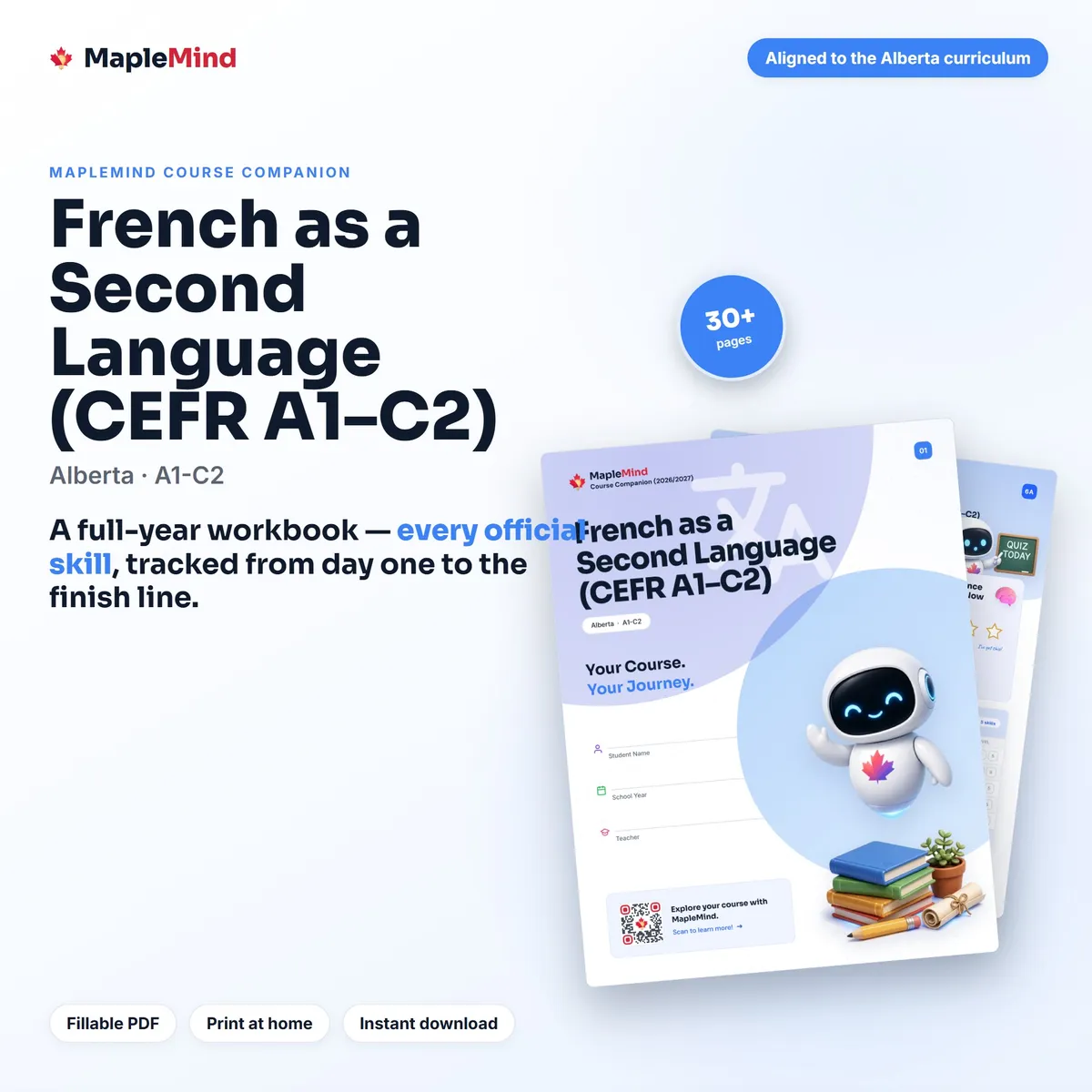 French as a Second Language (CEFR A1–C2) Course Companion workbook cover