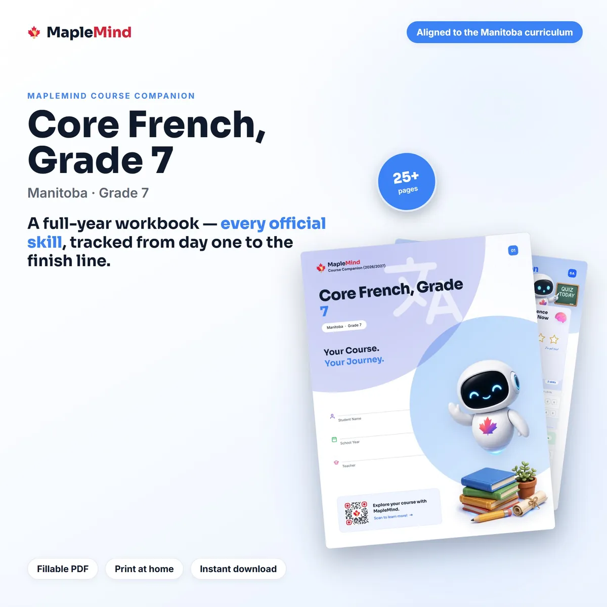 Core French, Grade 7 Course Companion workbook cover