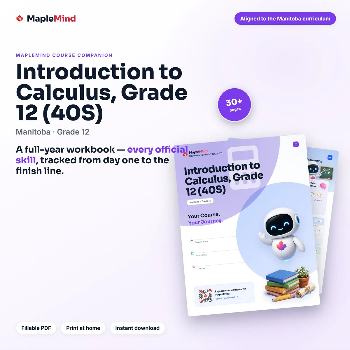 Introduction to Calculus, Grade 12 (40S) Course Companion workbook cover
