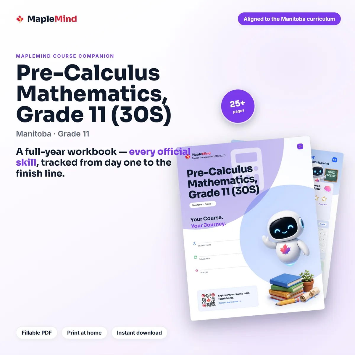 Pre-Calculus Mathematics, Grade 11 (30S) Course Companion workbook cover