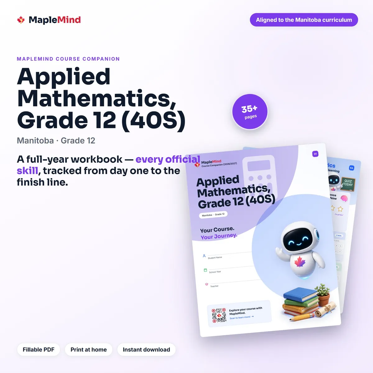 Applied Mathematics, Grade 12 (40S) Course Companion workbook cover