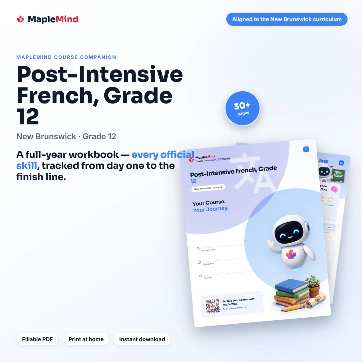 Post-Intensive French, Grade 12 Course Companion workbook cover