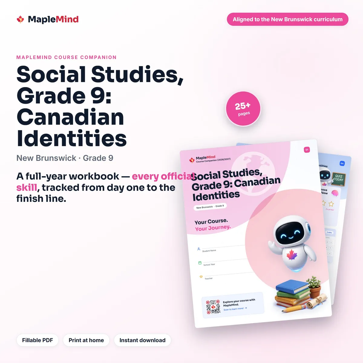 Social Studies, Grade 9: Canadian Identities Course Companion workbook cover