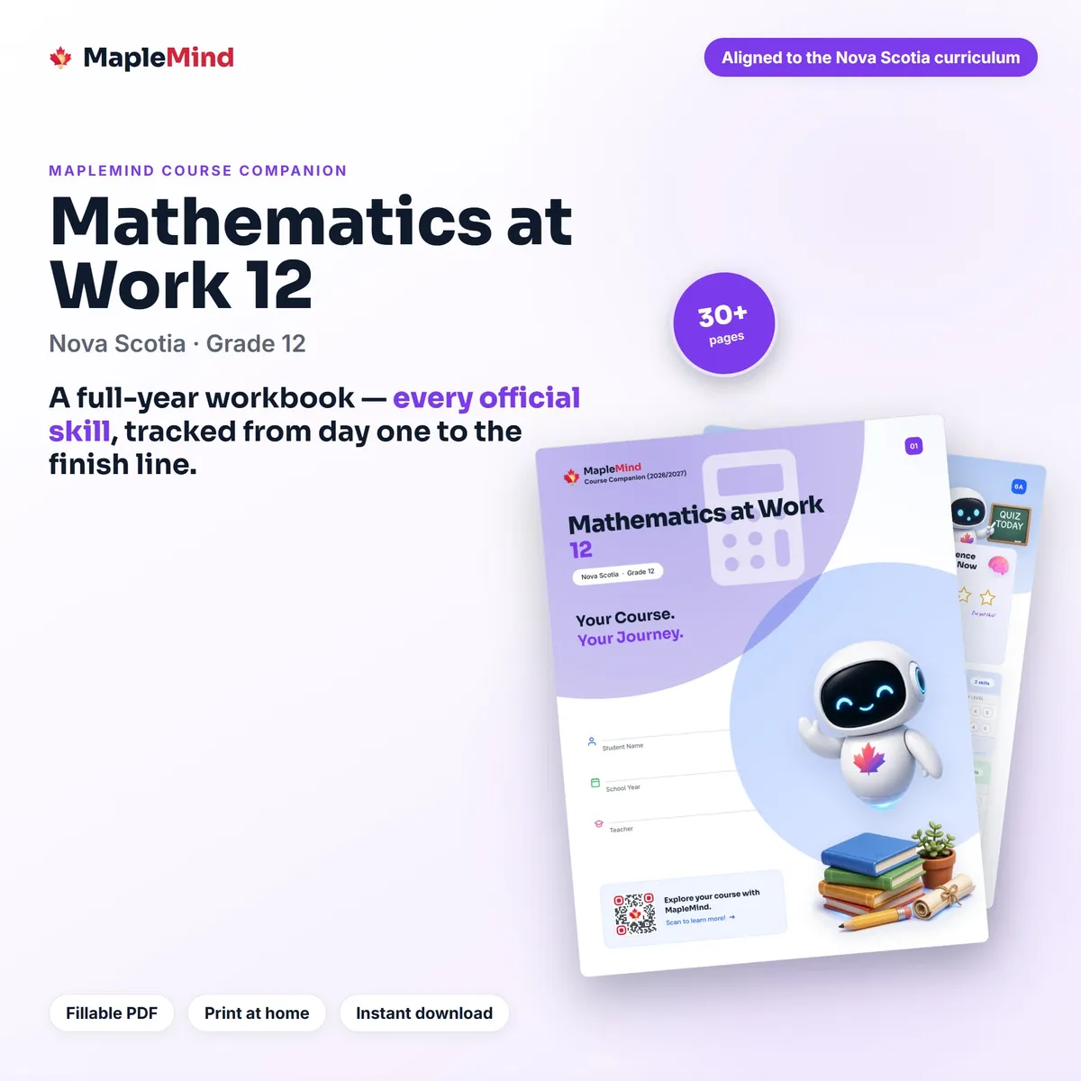 Mathematics at Work 12 Course Companion workbook cover