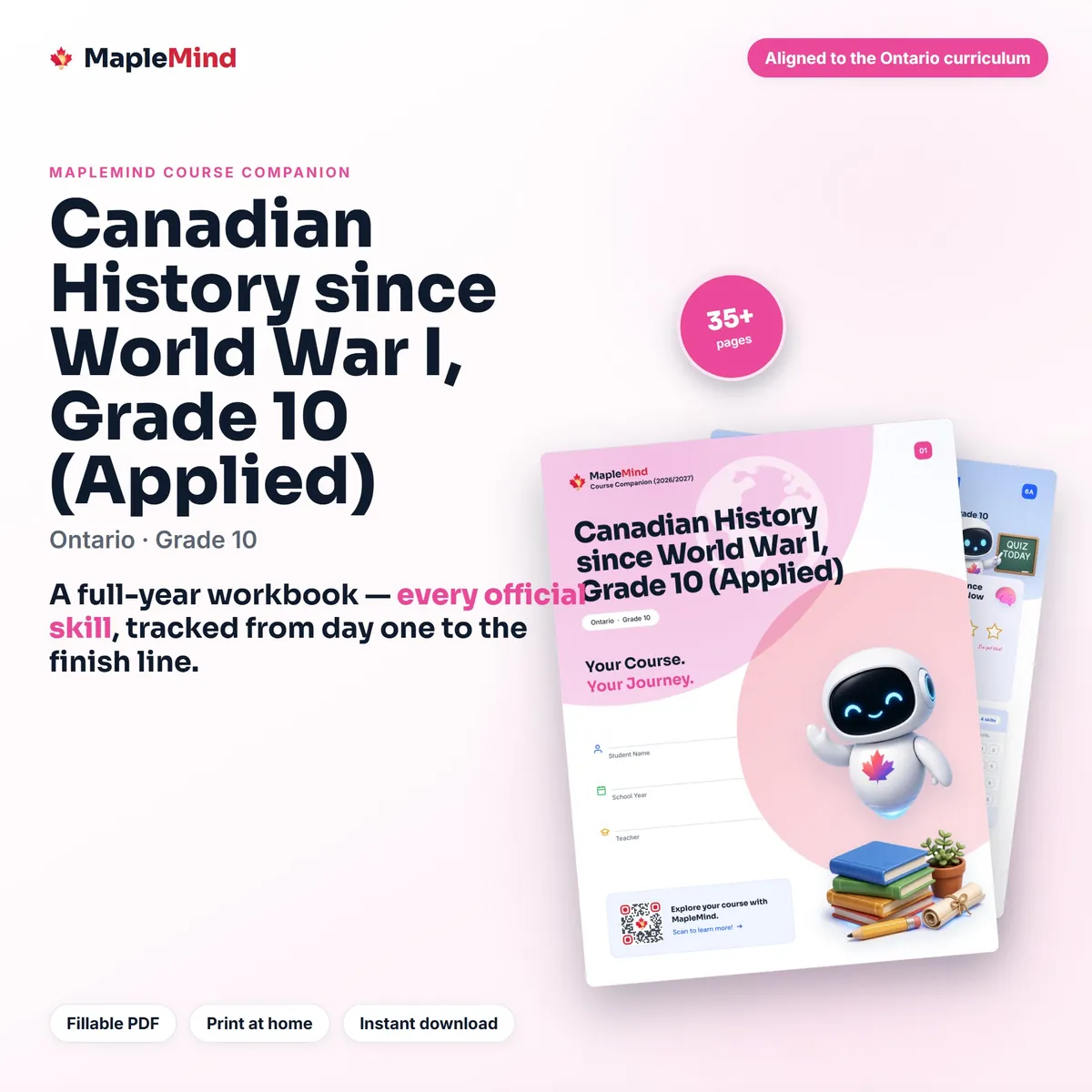 Canadian History since World War I, Grade 10 (Applied) Course Companion workbook cover