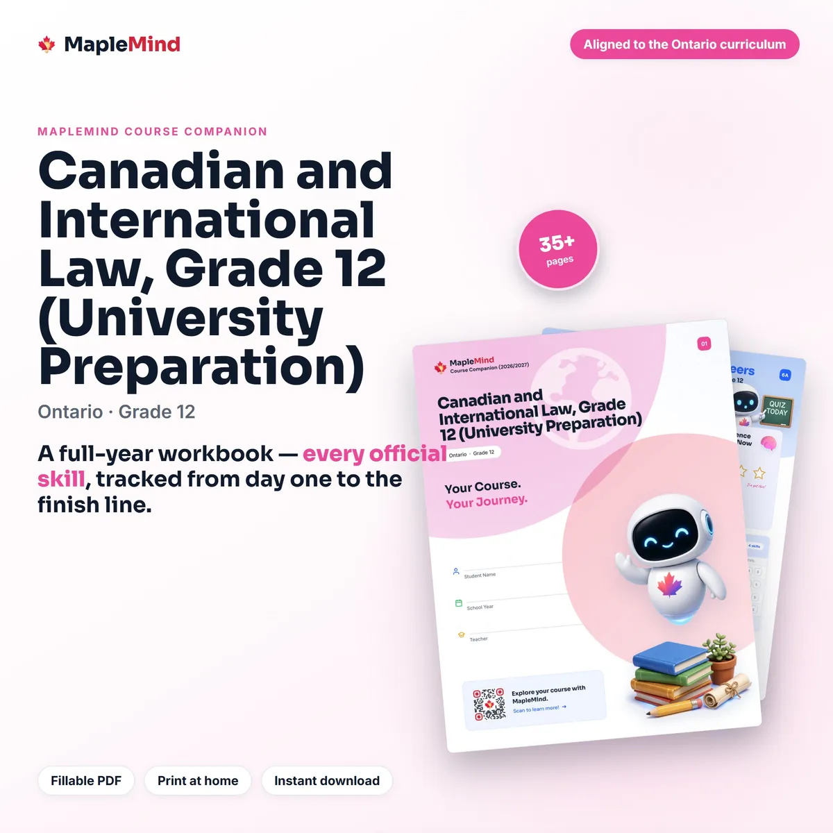 Canadian and International Law, Grade 12 (University Preparation) Course Companion workbook cover