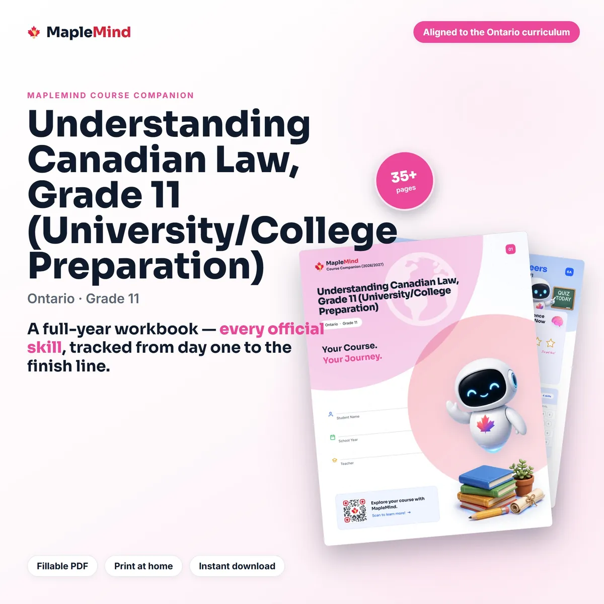 Understanding Canadian Law, Grade 11 (University/College Preparation) Course Companion workbook cover