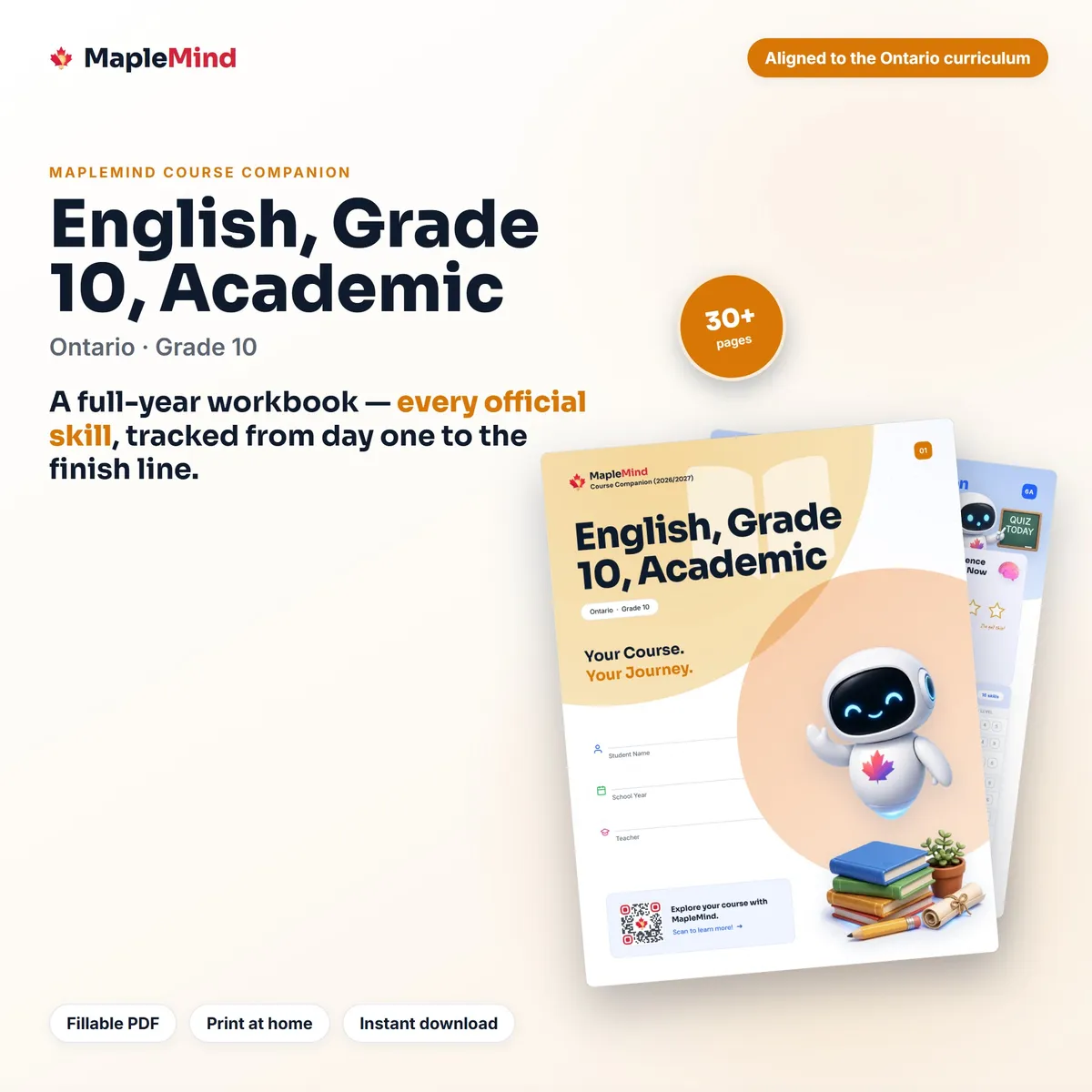 English, Grade 10, Academic Course Companion workbook cover