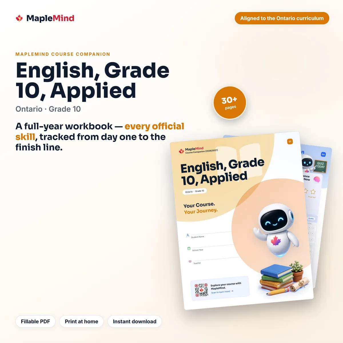 English, Grade 10, Applied Course Companion workbook cover