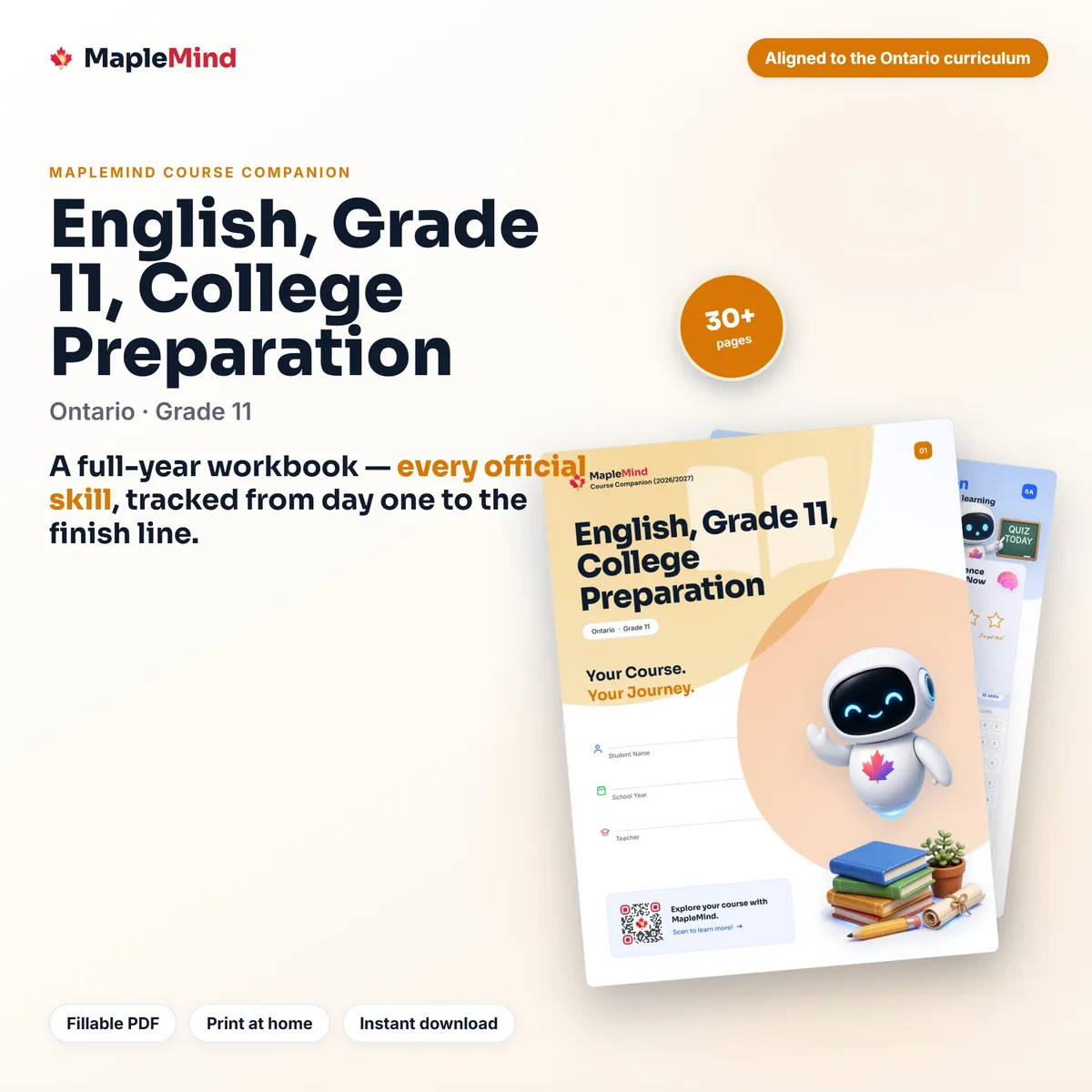 English, Grade 11, College Preparation Course Companion workbook cover