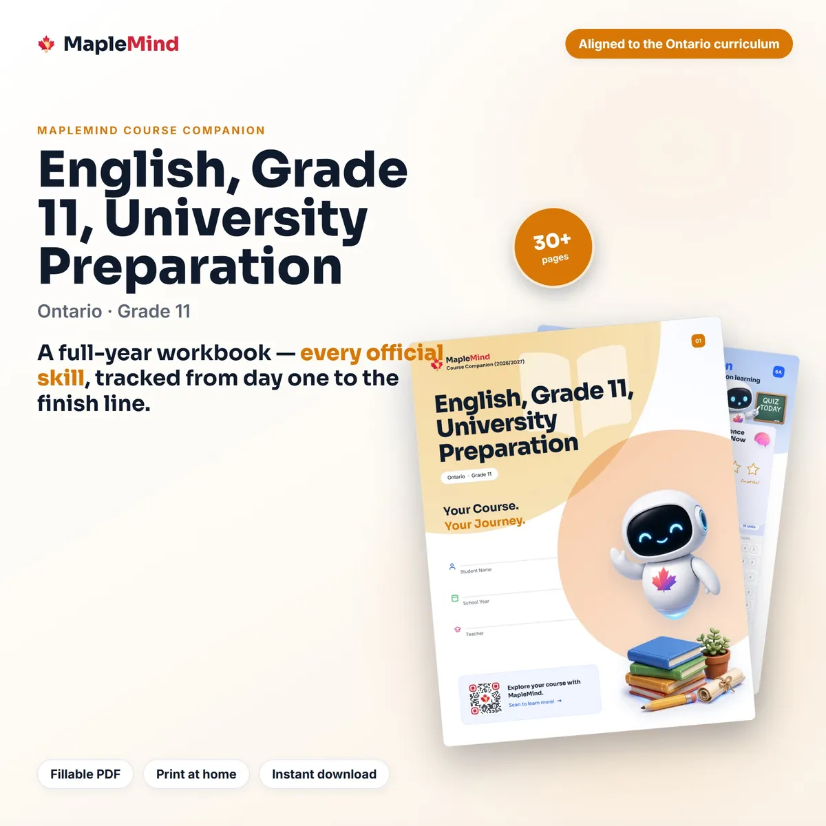 English, Grade 11, University Preparation Course Companion workbook cover