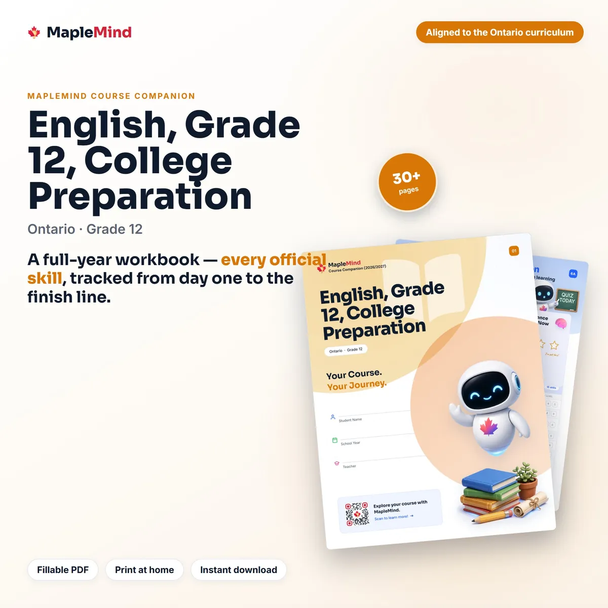 English, Grade 12, College Preparation Course Companion workbook cover