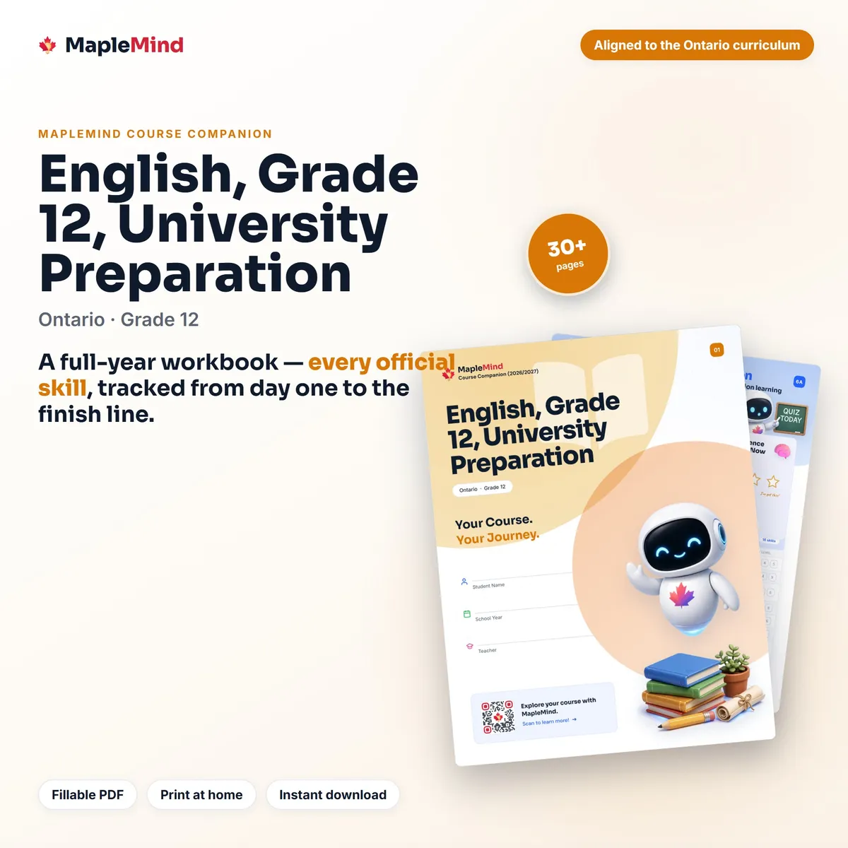English, Grade 12, University Preparation Course Companion workbook cover
