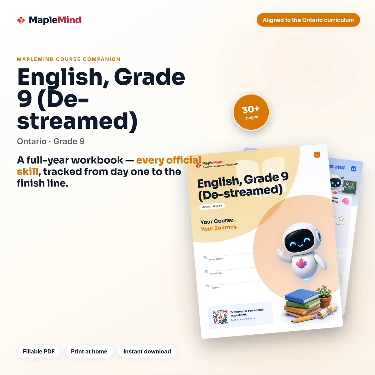 English, Grade 9 (De-streamed) Course Companion workbook cover