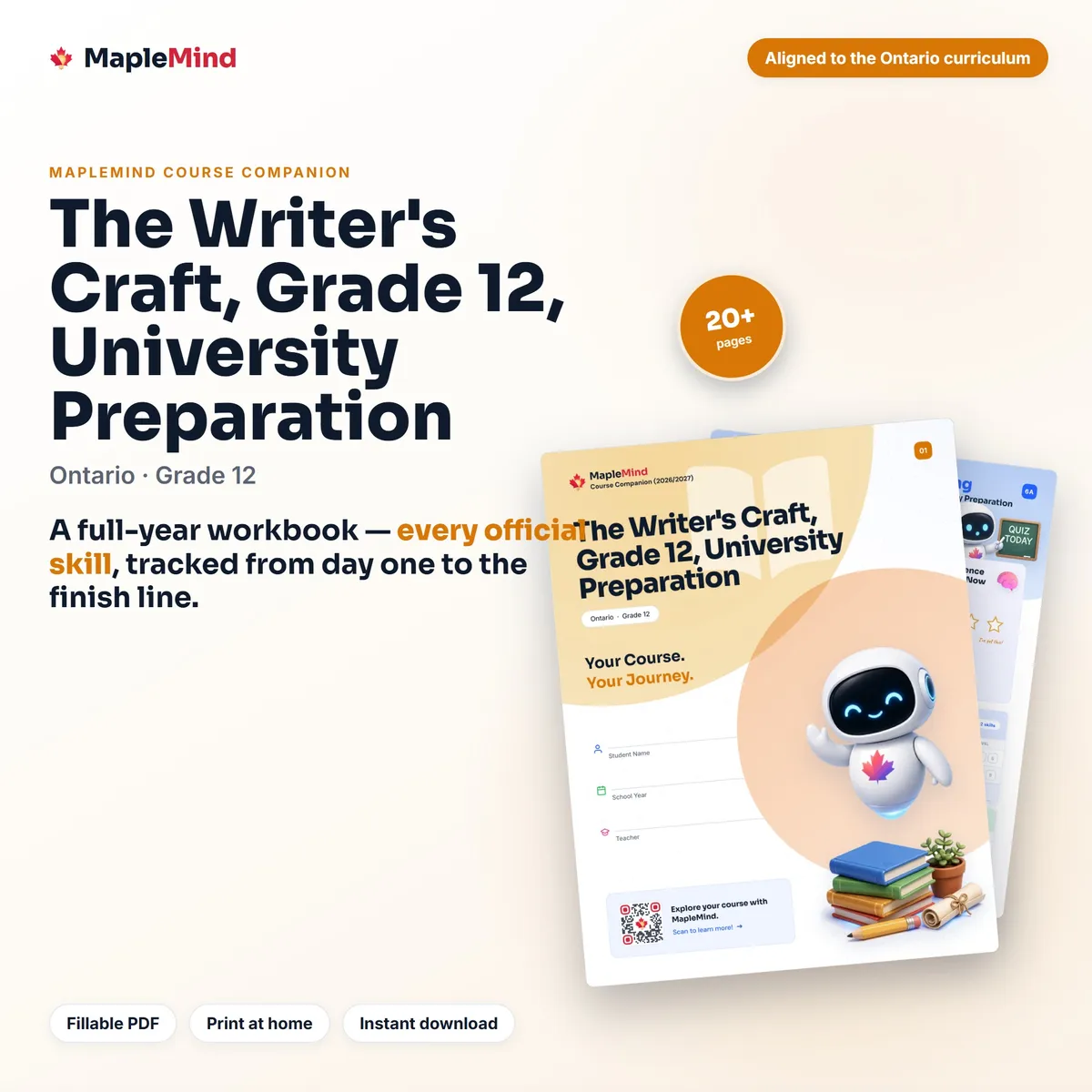 The Writer's Craft, Grade 12, University Preparation Course Companion workbook cover