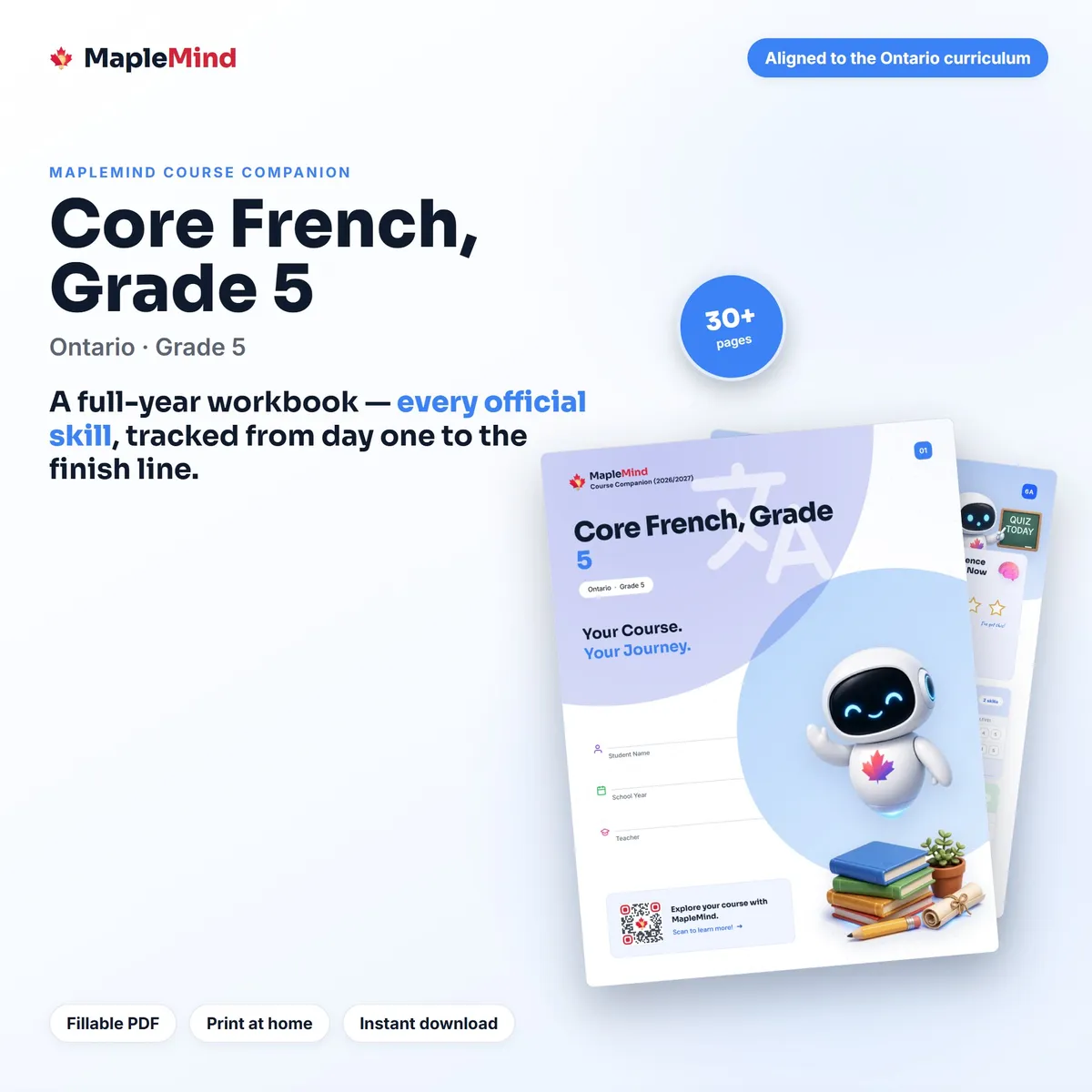 Core French, Grade 5 Course Companion workbook cover