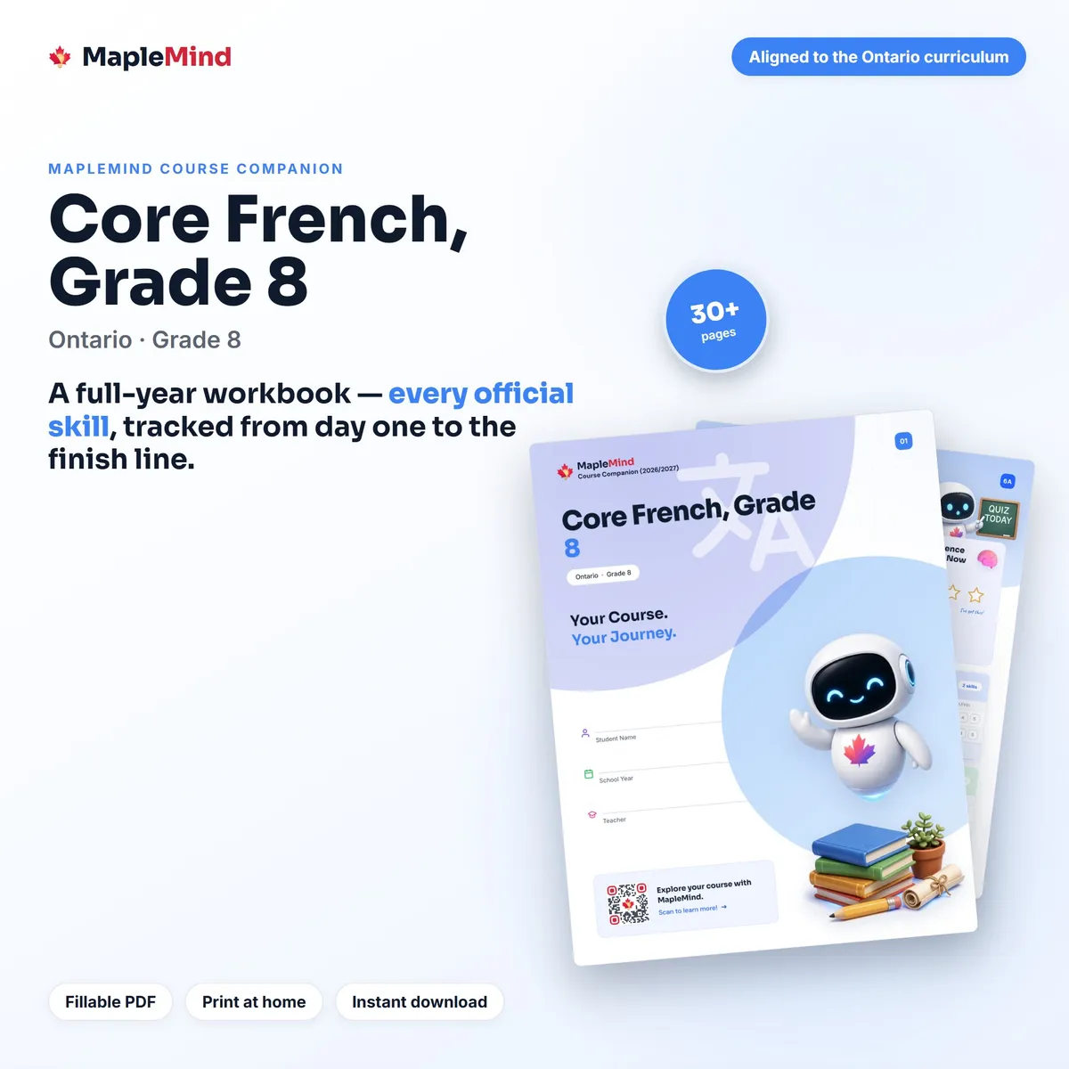 Core French, Grade 8 Course Companion workbook cover