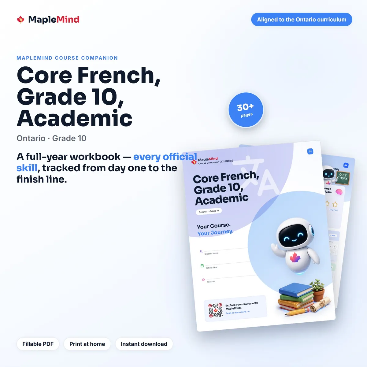 Core French, Grade 10, Academic Course Companion workbook cover