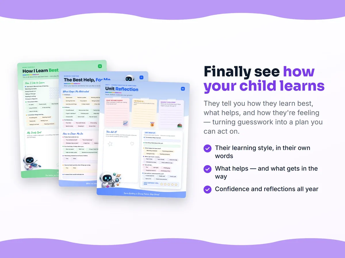 How I learn best — study habits and student reflection pages in the Functions, Grade 11 (University) workbook