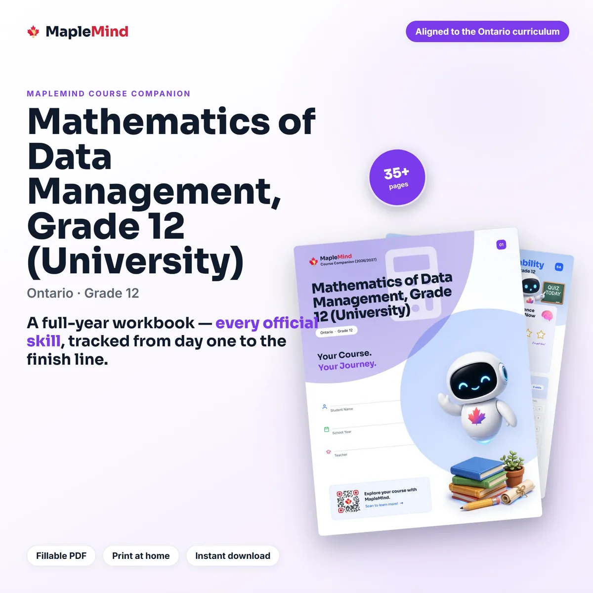 Mathematics of Data Management, Grade 12 (University) Course Companion workbook cover
