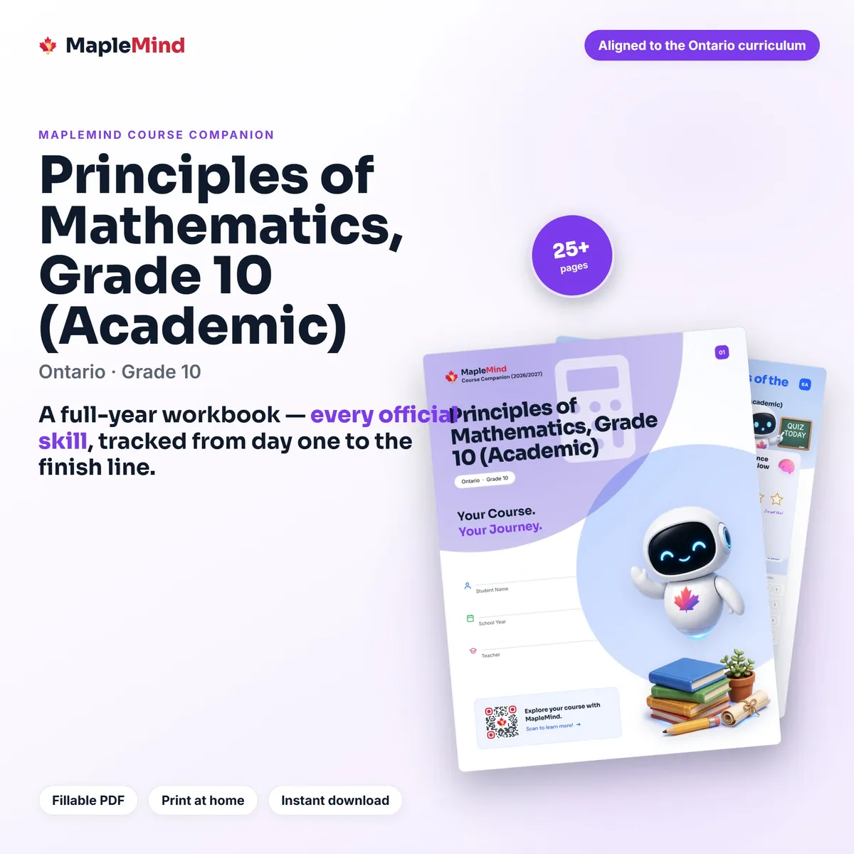 Principles of Mathematics, Grade 10 (Academic) Course Companion workbook cover