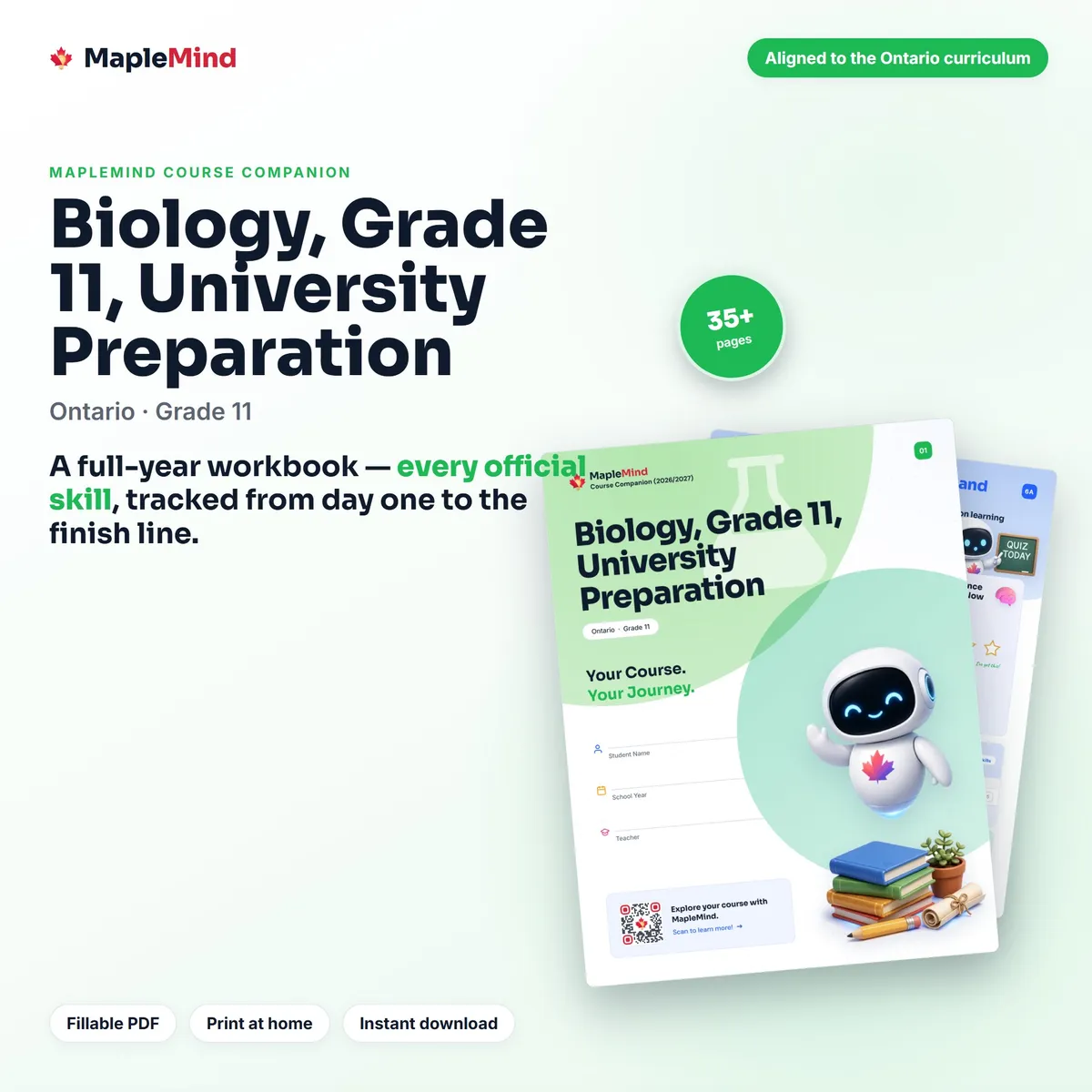 Biology, Grade 11, University Preparation Course Companion workbook cover