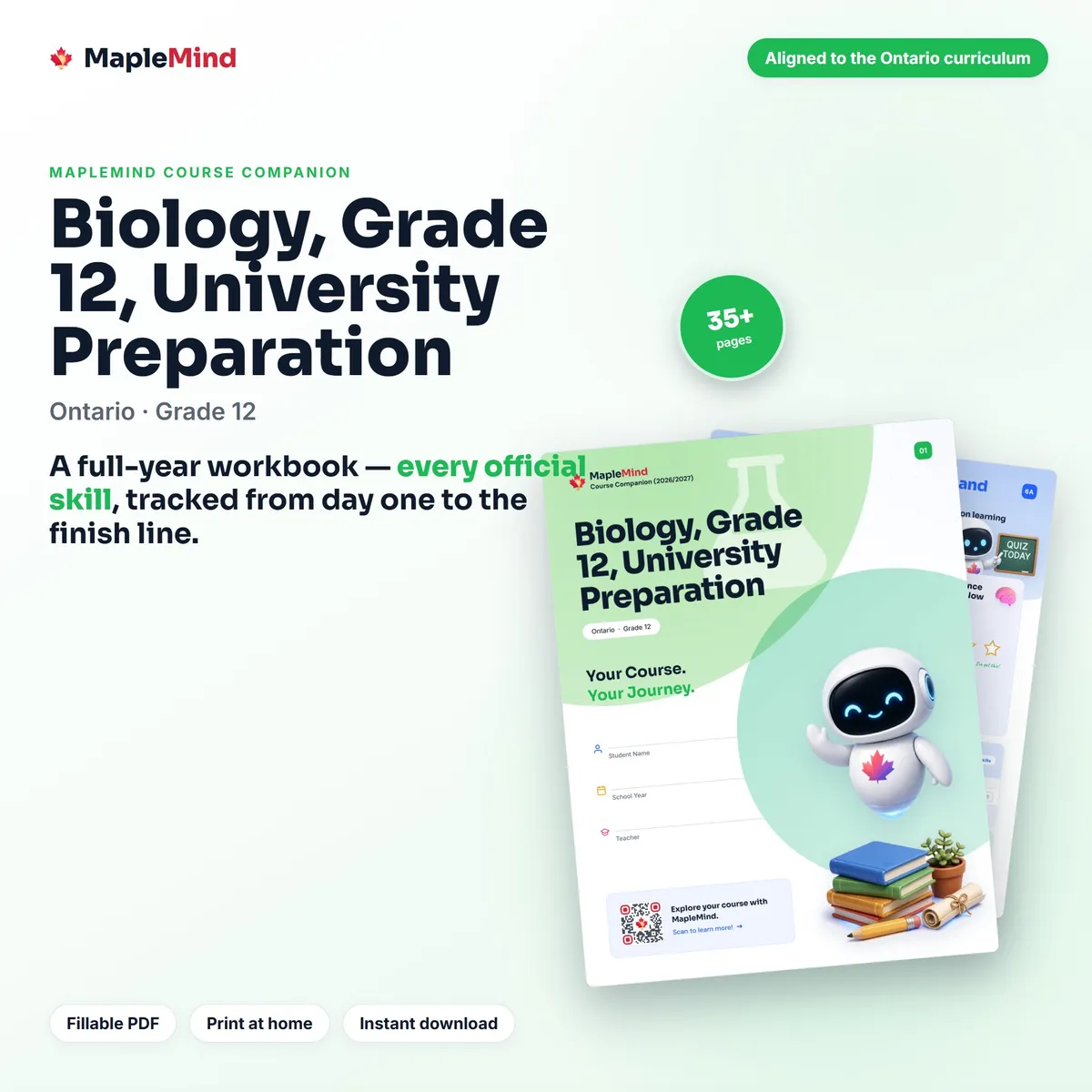 Biology, Grade 12, University Preparation Course Companion workbook cover