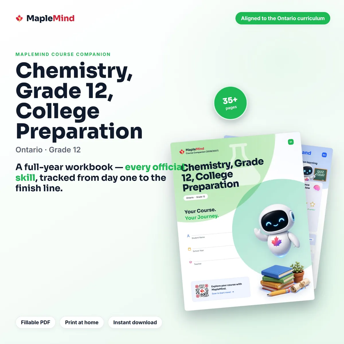 Chemistry, Grade 12, College Preparation Course Companion workbook cover