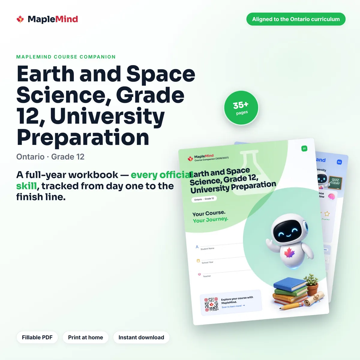 Earth and Space Science, Grade 12, University Preparation Course Companion workbook cover