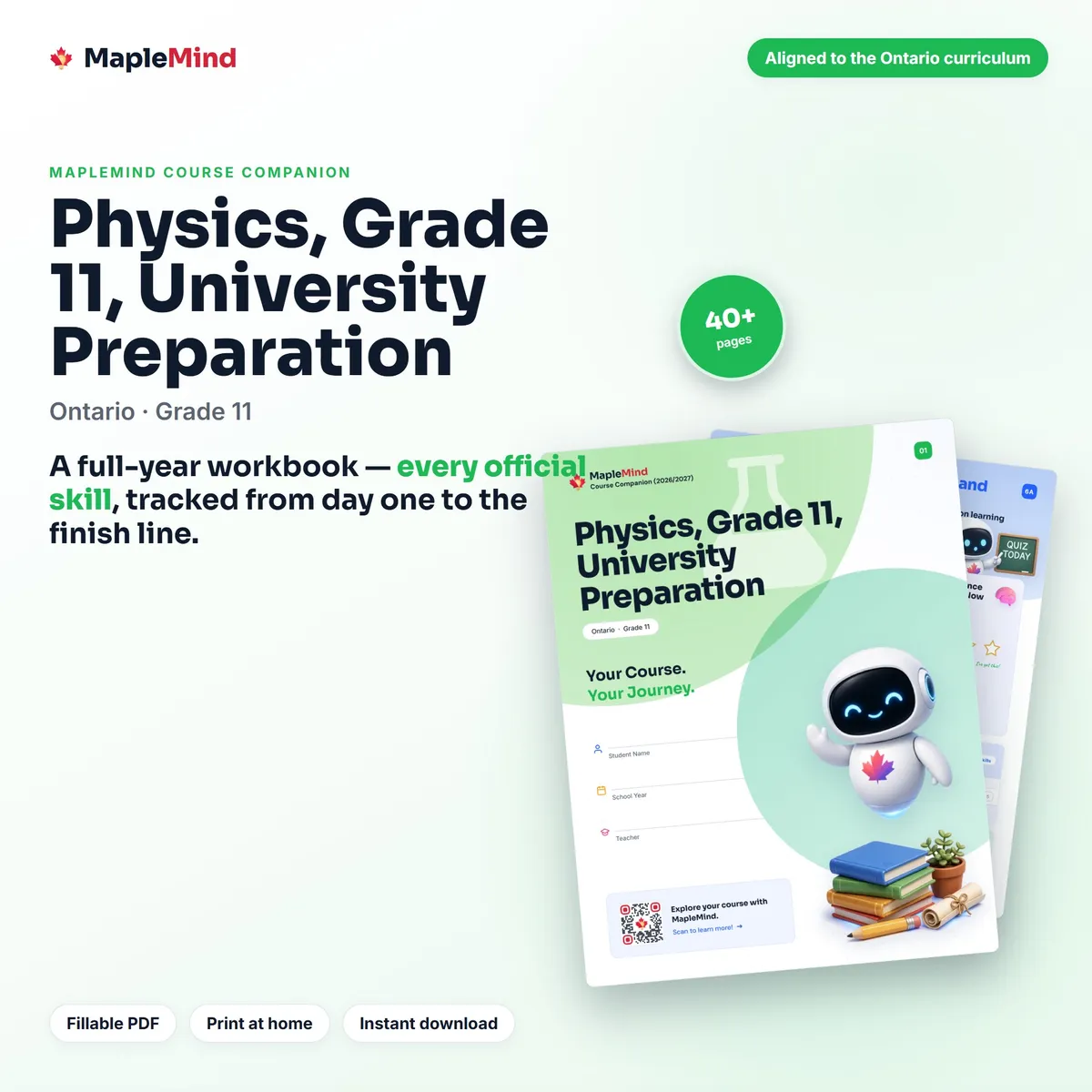 Physics, Grade 11, University Preparation Course Companion workbook cover