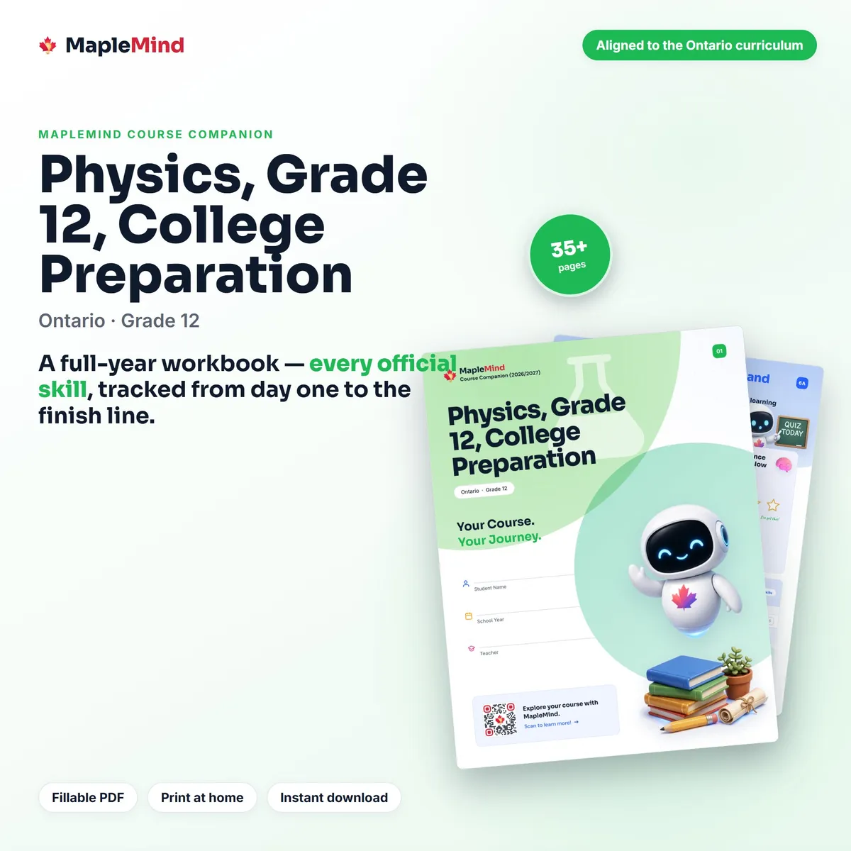 Physics, Grade 12, College Preparation Course Companion workbook cover