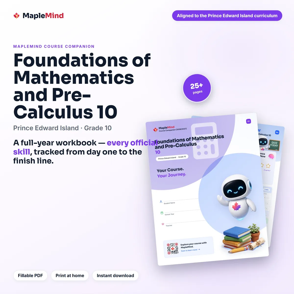 Foundations of Mathematics and Pre-Calculus 10 Course Companion workbook cover
