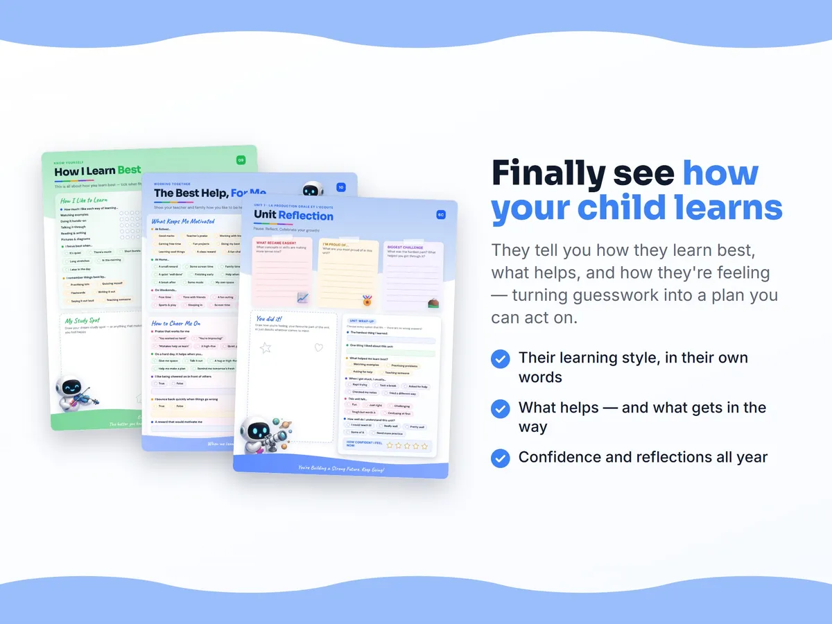 How I learn best — study habits and student reflection pages in the Core French, Grade 7 workbook