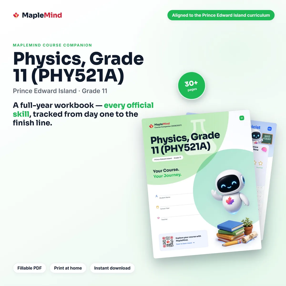 Physics, Grade 11 (PHY521A) Course Companion workbook cover