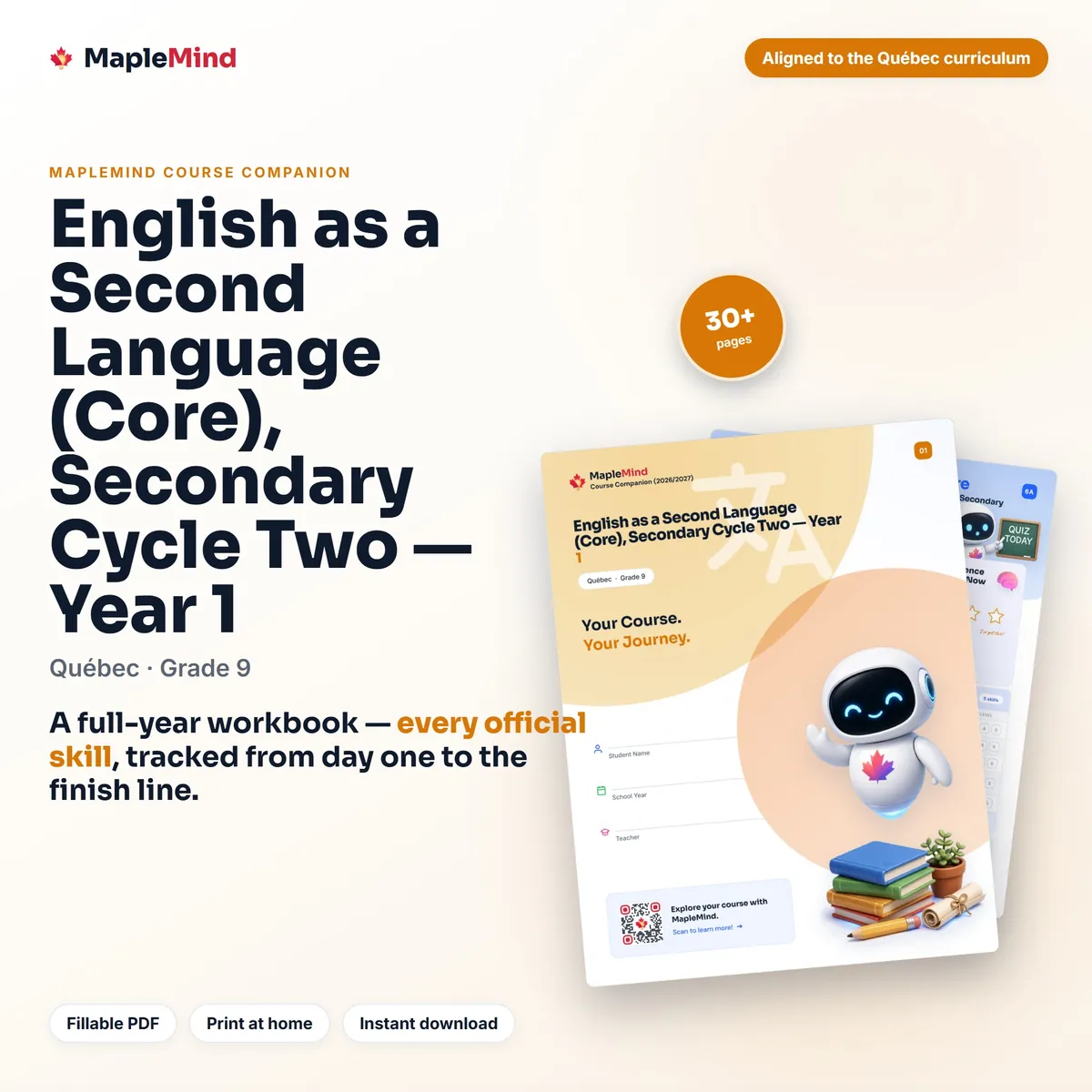 English as a Second Language (Core), Secondary Cycle Two — Year 1 Course Companion workbook cover