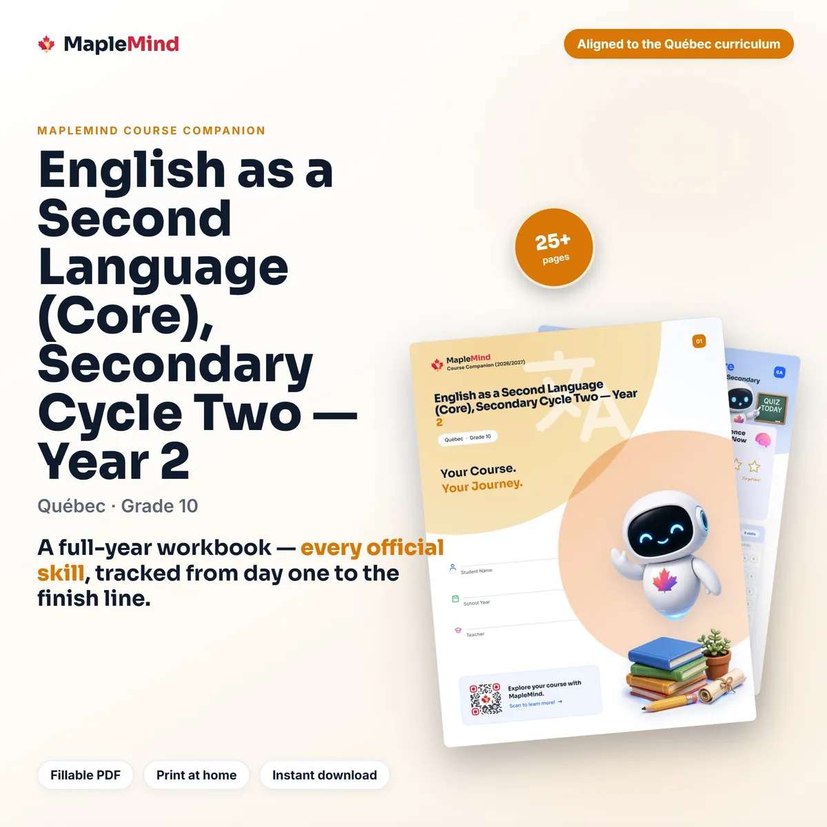 English as a Second Language (Core), Secondary Cycle Two — Year 2 Course Companion workbook cover