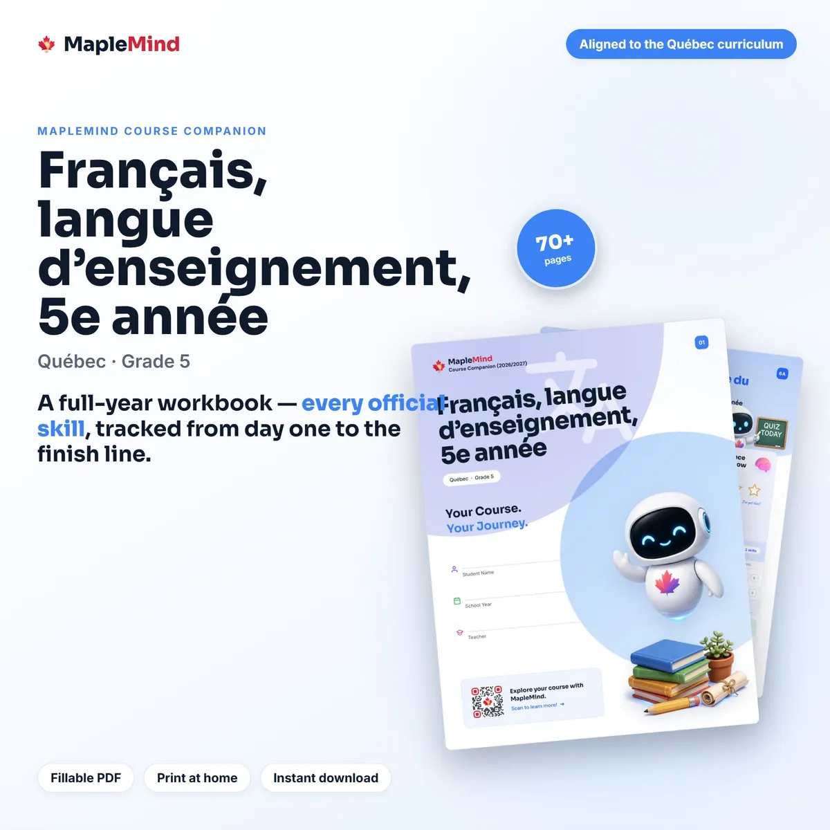 Français, langue d’enseignement, 5e année Course Companion workbook cover