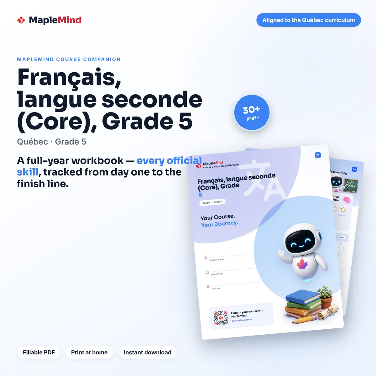 Français, langue seconde (Core), Grade 5 Course Companion workbook cover