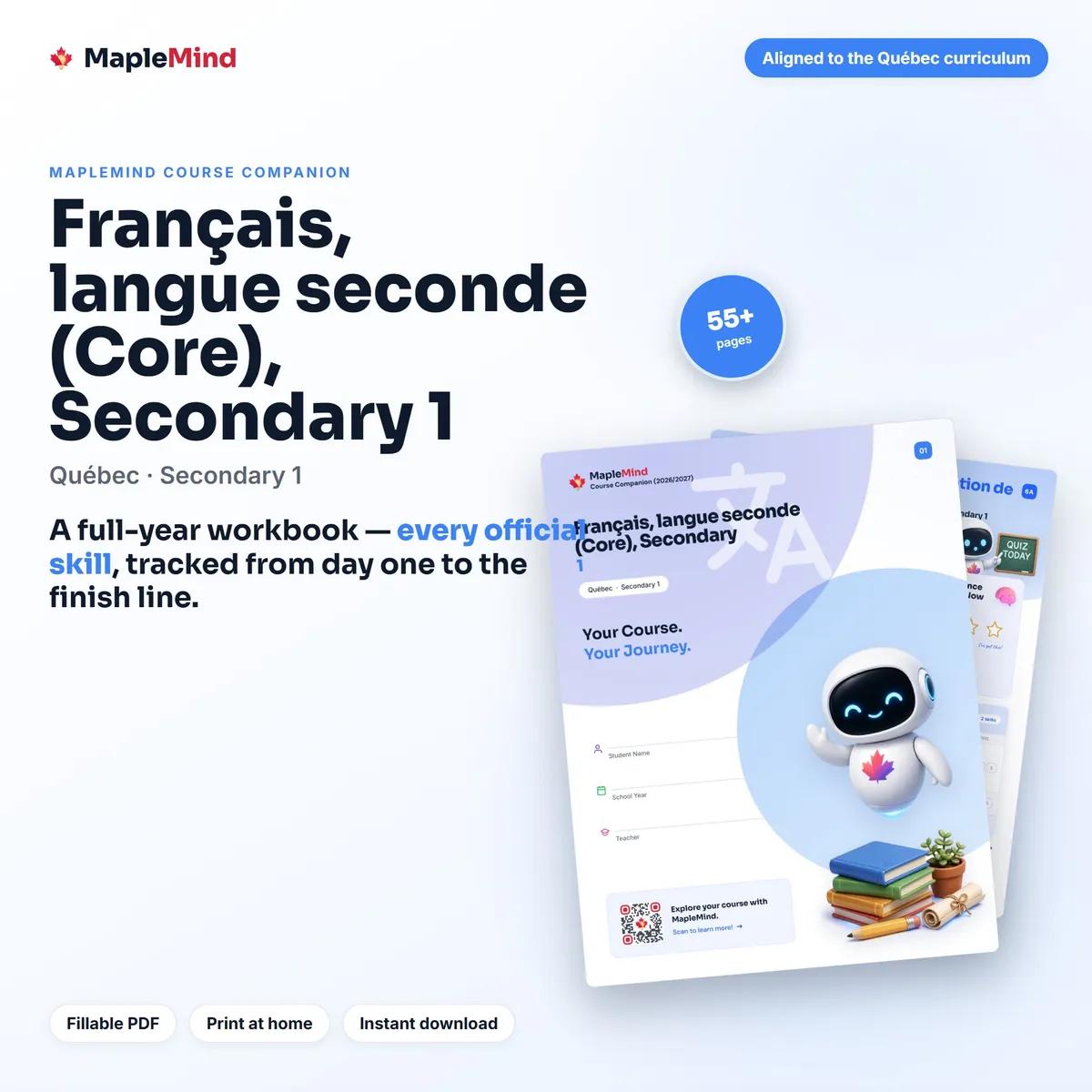 Français, langue seconde (Core), Secondary 1 Course Companion workbook cover