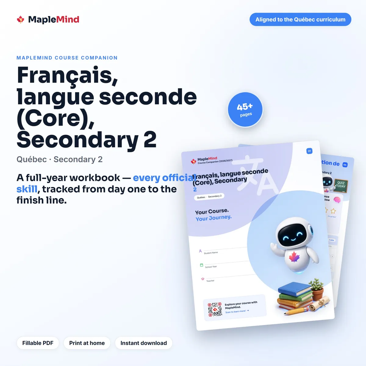 Français, langue seconde (Core), Secondary 2 Course Companion workbook cover