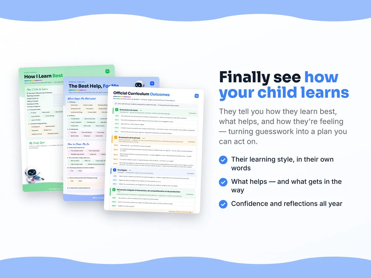 How I learn best — study habits and student reflection pages in the Français, langue seconde (Core), Secondary 3 workbook