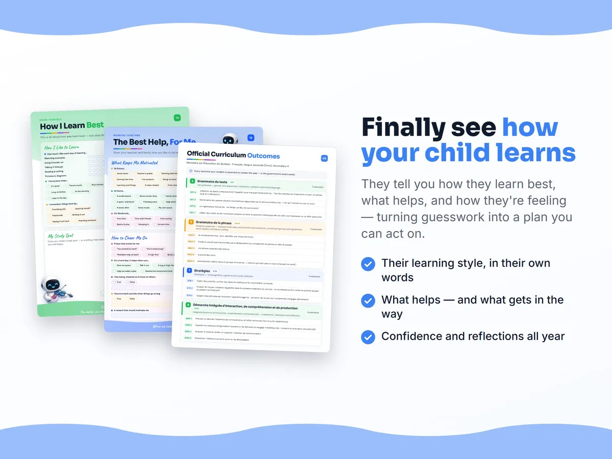 How I learn best — study habits and student reflection pages in the Français, langue seconde (Core), Secondary 4 workbook