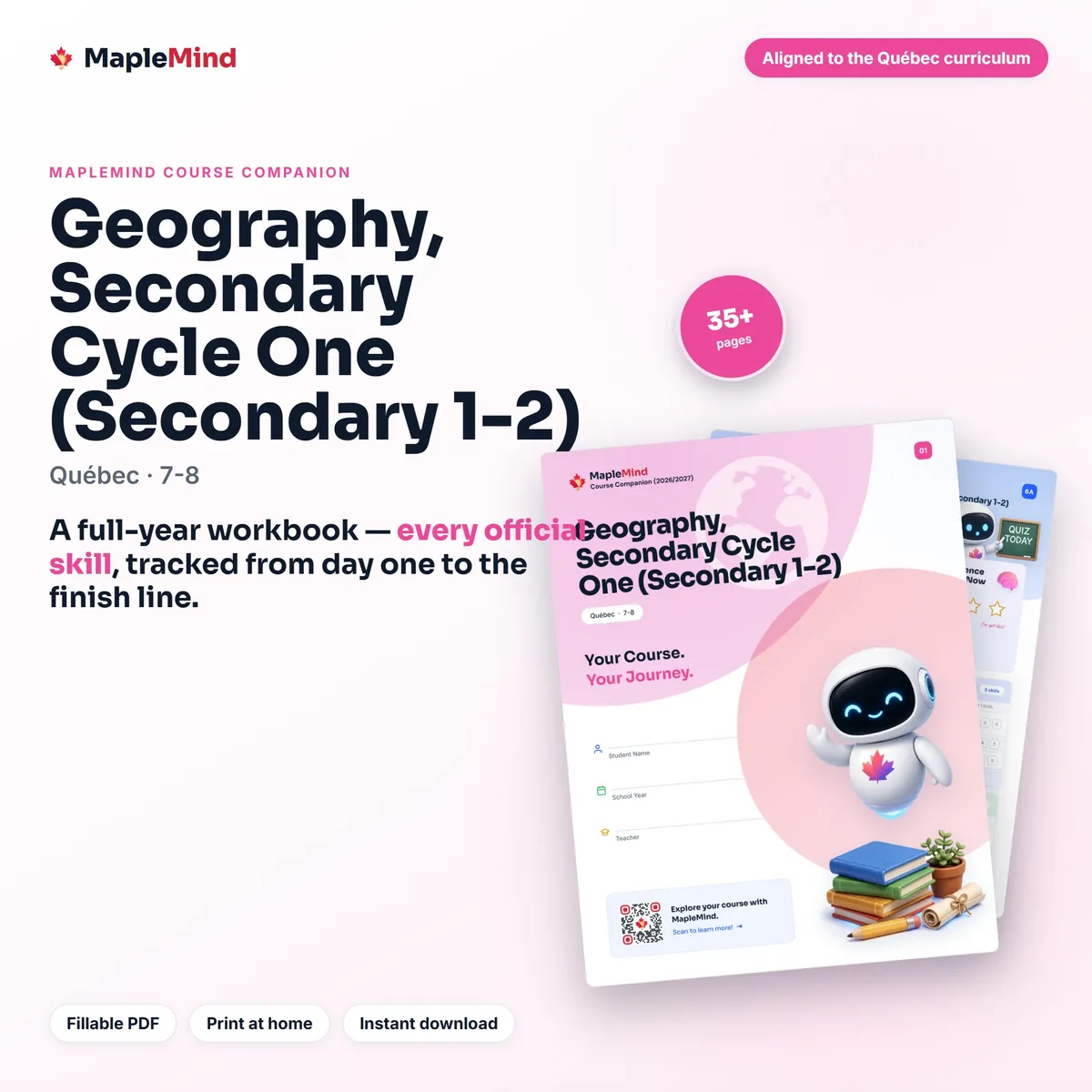 Geography, Secondary Cycle One (Secondary 1-2) Course Companion workbook cover